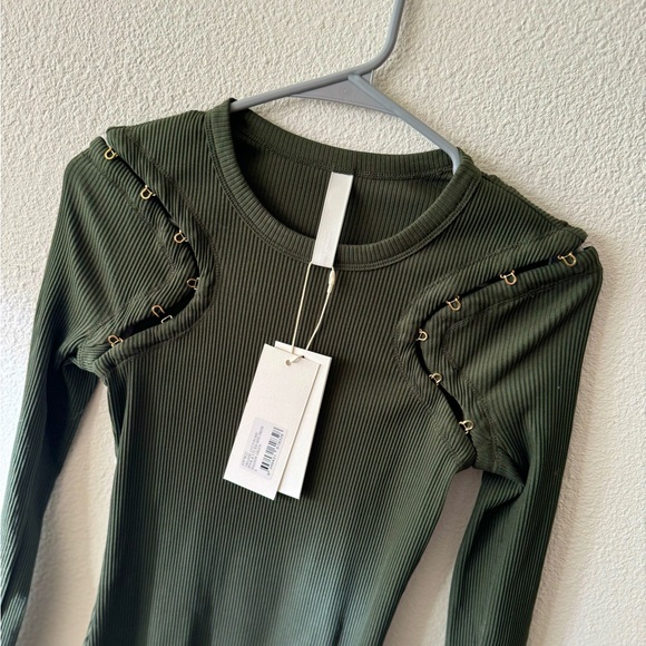 *SOLD* Dion Lee NWT Forest Green Hook & Eye Ribbed Dress in S - Picture 3 of 10